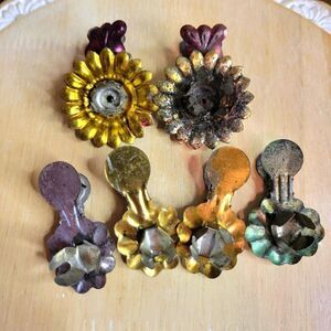 Antique Victorian German Tin Christmas Tree Candle 6 Clips